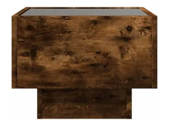 Mesa auxiliar y LED madera ingeniería roble ahumado 40x40x30 cm