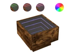 Mesa auxiliar y LED madera ingeniería roble ahumado 40x40x30 cm