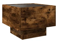 Mesa auxiliar y LED madera ingeniería roble ahumado 40x40x30 cm