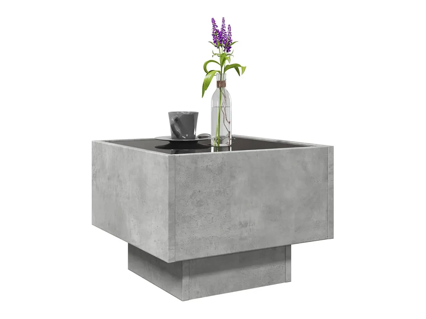 Mesa auxiliar y LED madera ingeniería gris hormigón 40x40x30cm