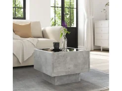 Mesa auxiliar y LED madera ingeniería gris hormigón 40x40x30cm