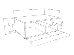 Mesa auxiliar y mesa de centro Sulas Blanco AL. 40 x AN. 80 x P. 50 cm