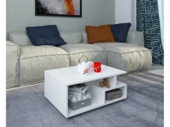 Mesa auxiliar y mesa de centro Sulas Blanco AL. 40 x AN. 80 x P. 50 cm