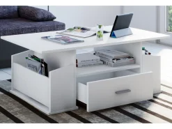 Mesa auxiliar y mesa de centro Junata Blanco AL. 44 x AN. 110 x P. 52 cm