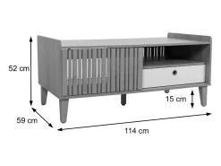 Mesa baja MCW-M48, aspecto nogal, cajón gris oscuro