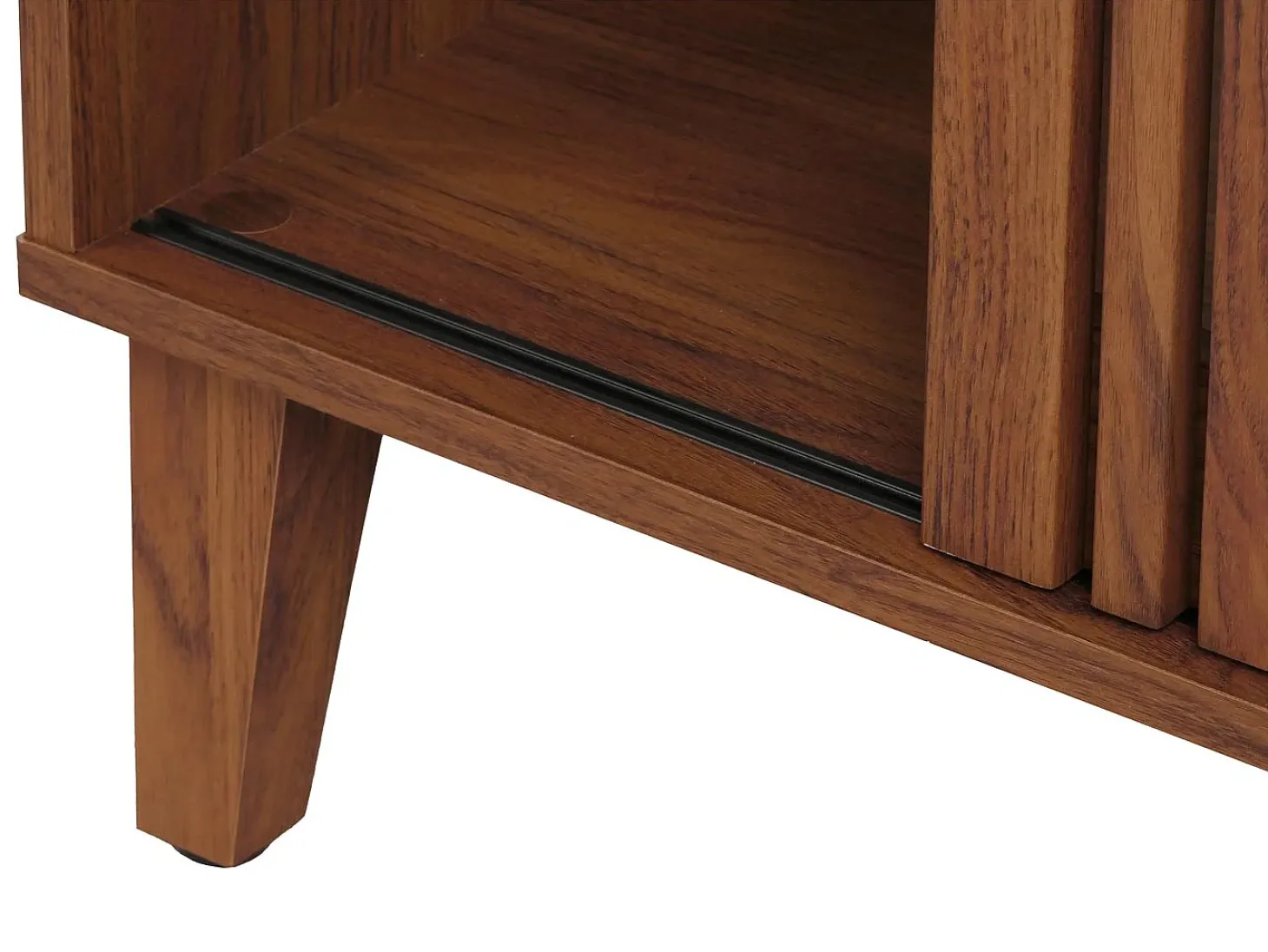 Mesa baja MCW-M48, aspecto nogal, cajón gris oscuro