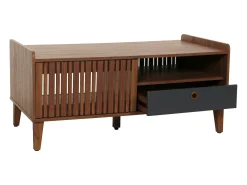 Mesa baja MCW-M48, aspecto nogal, cajón gris oscuro