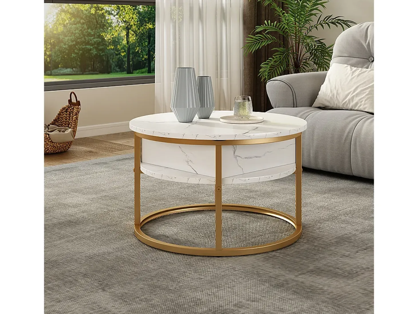 Mesa baja mármol blanco 57x57x47.5 marlo