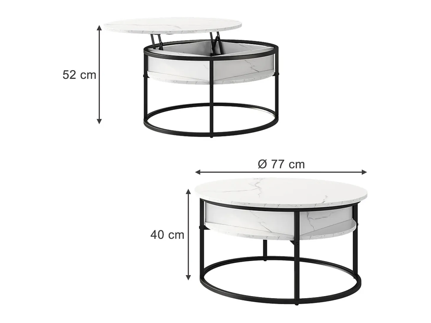 Mesa baja mármol blanco 77x77x52 marlo