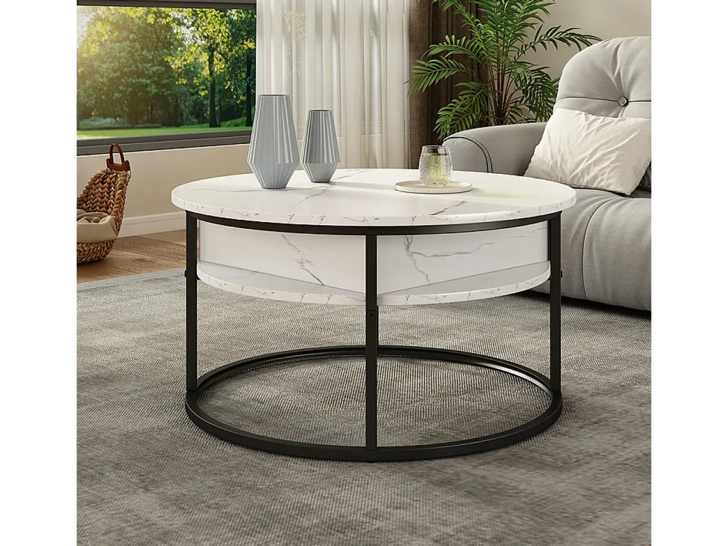 Mesa baja mármol blanco 77x77x52 marlo