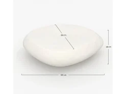 Mesa baja ovalada blanca en fibra de arcilla efecto hormigón 105 cm - Maui