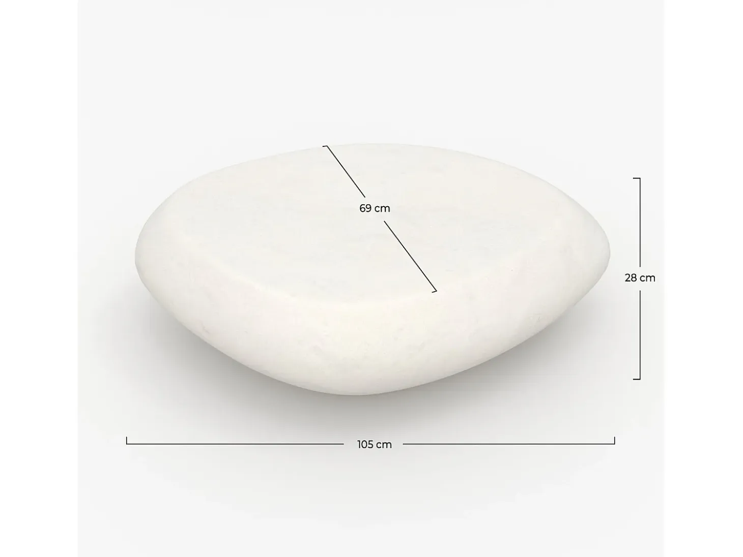 Mesa baja ovalada blanca en fibra de arcilla efecto hormigón 105 cm - Maui