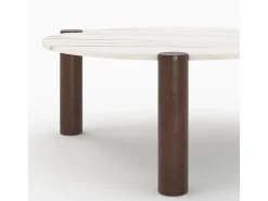 Mesa baja redonda de mármol y madera de mango D86 cm - Pauline