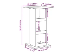 Mesa bar con almacenaje madera ingeniería blanca 60x60x102 cm