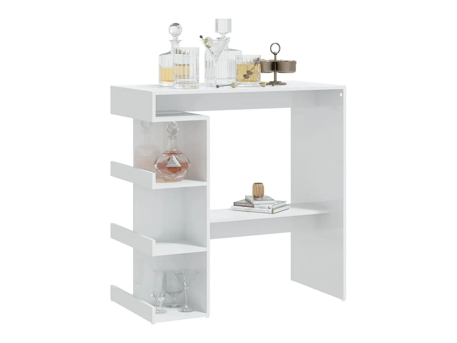 Mesa bar con estante aglomerado blanco brillo 100x50x101,5 cm