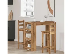 Mesa bar con estante almacenaje roble artisan 102x50x103,5 cm