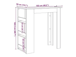 Mesa bar con estante almacenaje roble artisan 102x50x103,5 cm