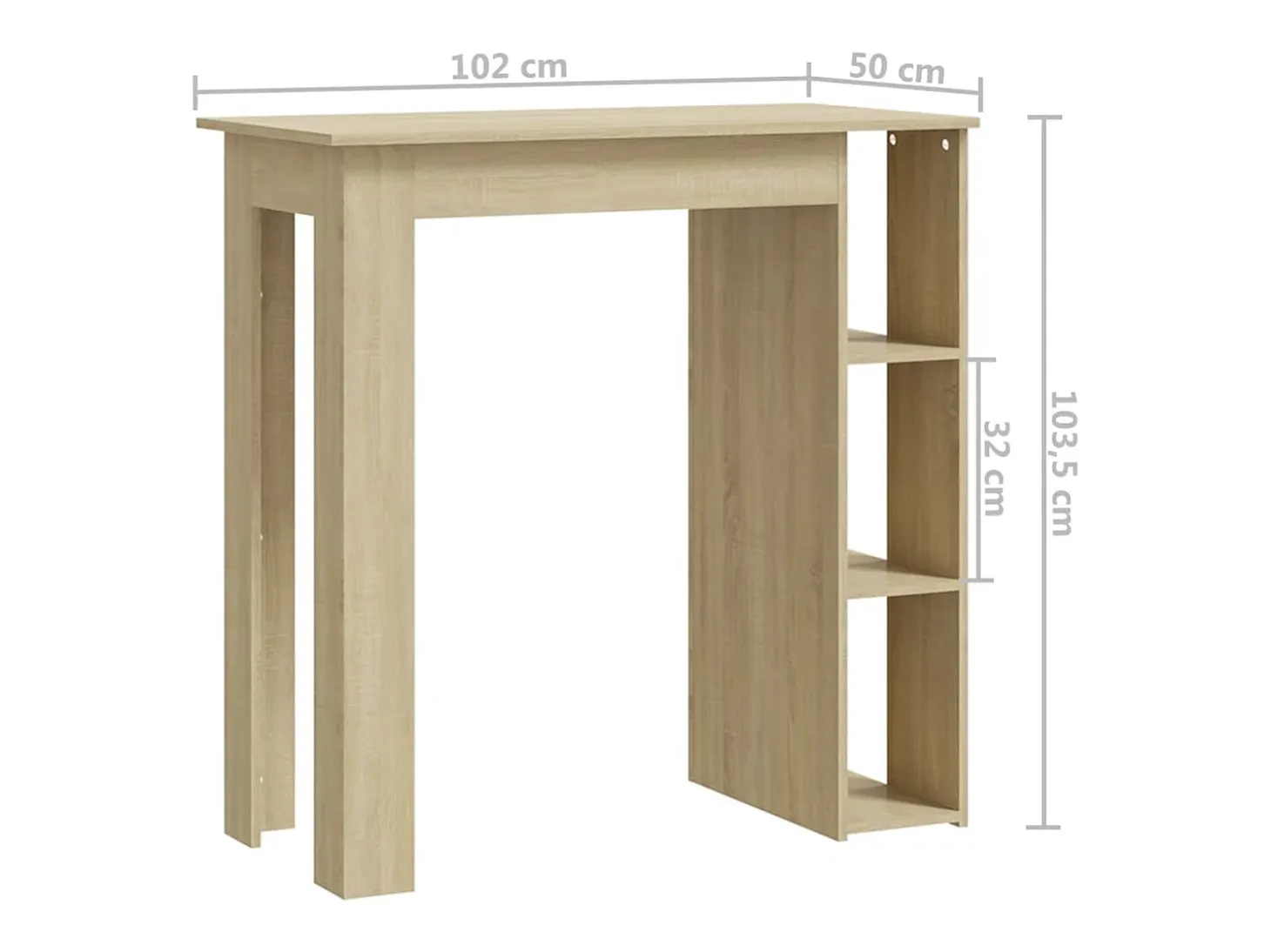 Mesa bar con estante contrachapada roble Sonoma 102x50x103,5 cm