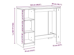 Mesa bar con estante madera ingeniería blanca 124x46x103,5 cm