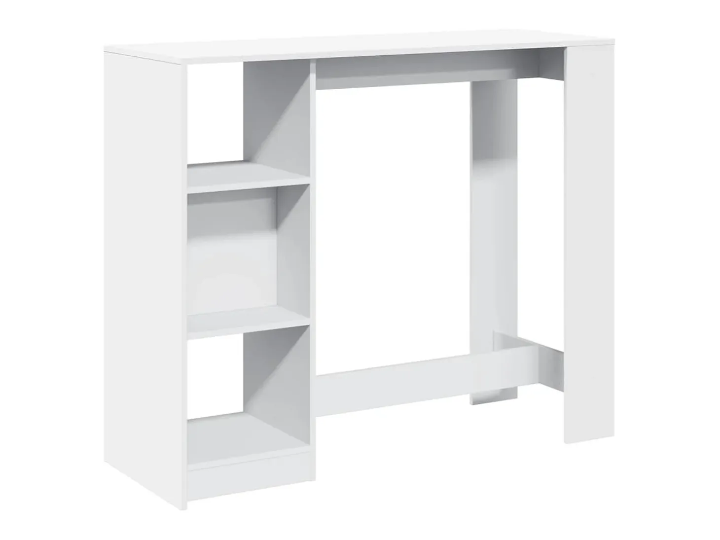 Mesa bar con estante madera ingeniería blanca 124x46x103,5 cm