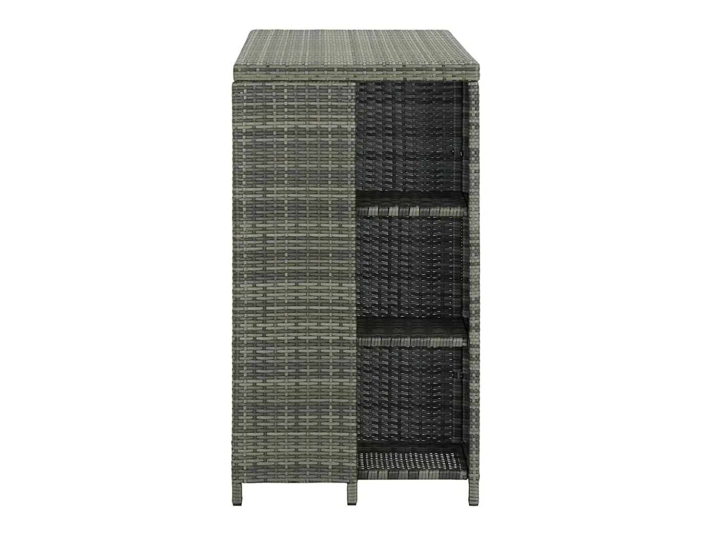 Mesa bar estante almacenaje 120x60x110cm ratán sintético gris