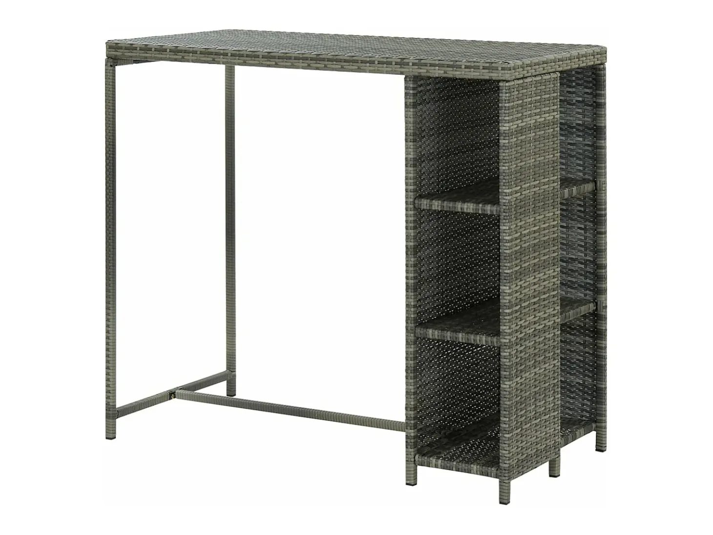 Mesa bar estante almacenaje 120x60x110cm ratán sintético gris