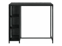 Mesa bar estante almacenaje 120x60x110cm ratán sintético negro