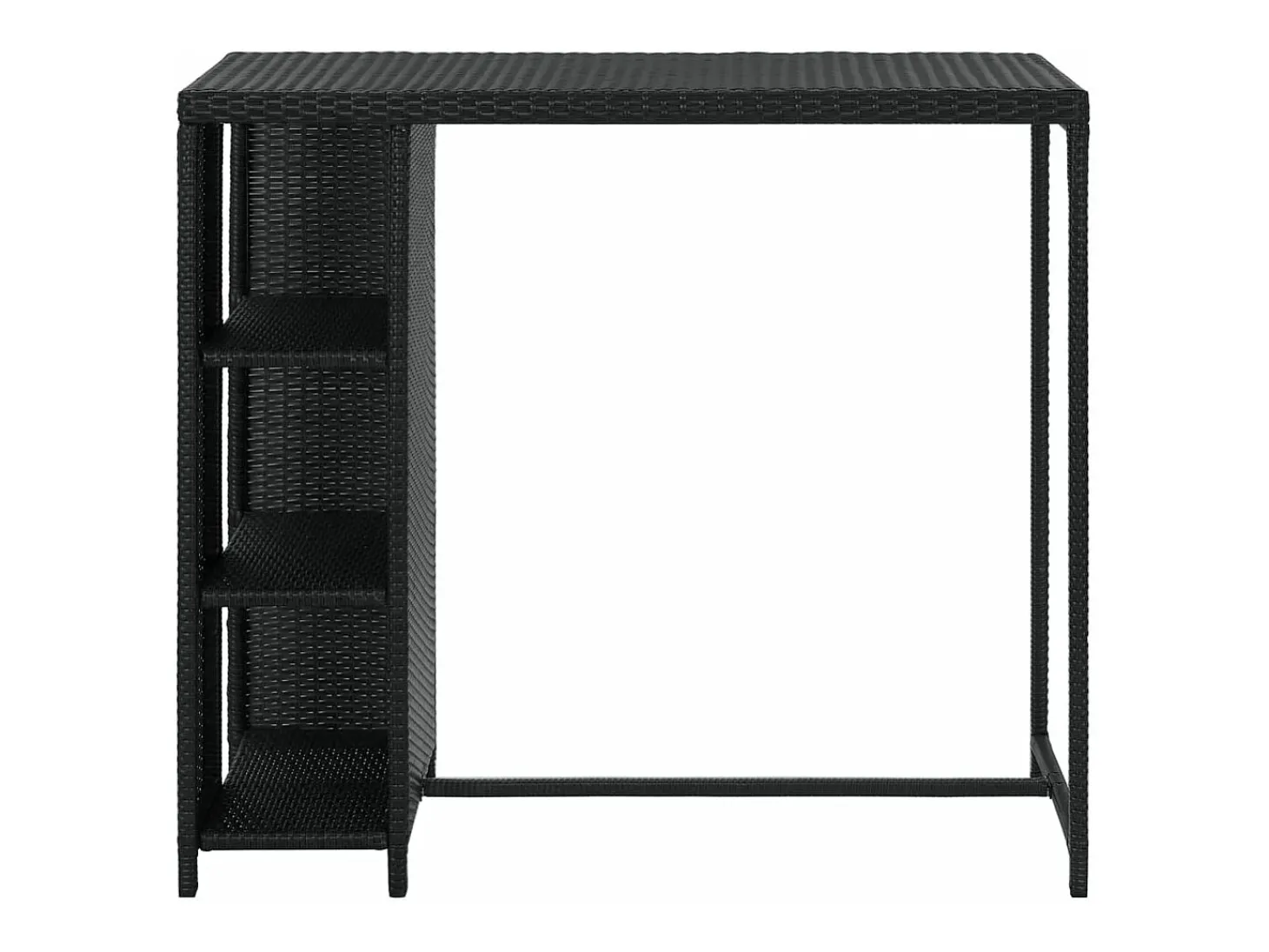 Mesa bar estante almacenaje 120x60x110cm ratán sintético negro