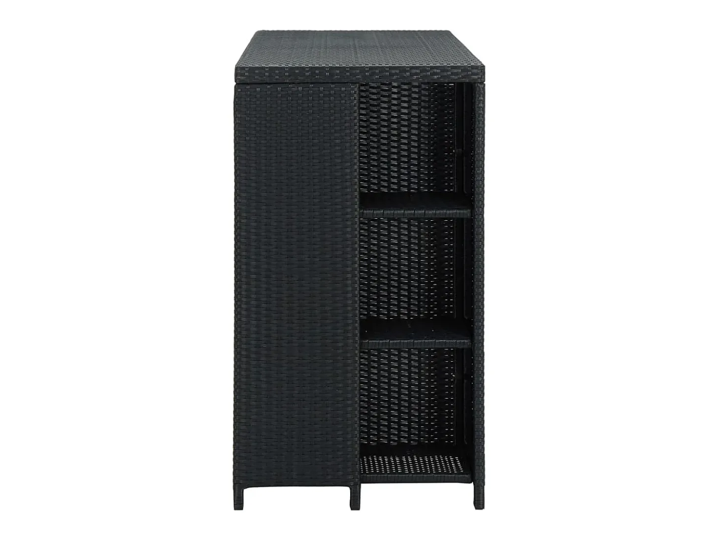Mesa bar estante almacenaje 120x60x110cm ratán sintético negro