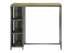 Mesa bar estante almacenaje 120x60x110 cm ratán sintético gris