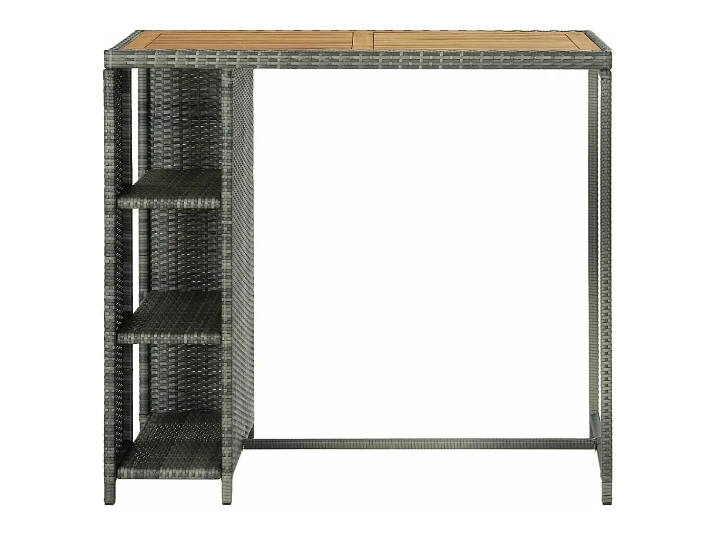 Mesa bar estante almacenaje 120x60x110 cm ratán sintético gris