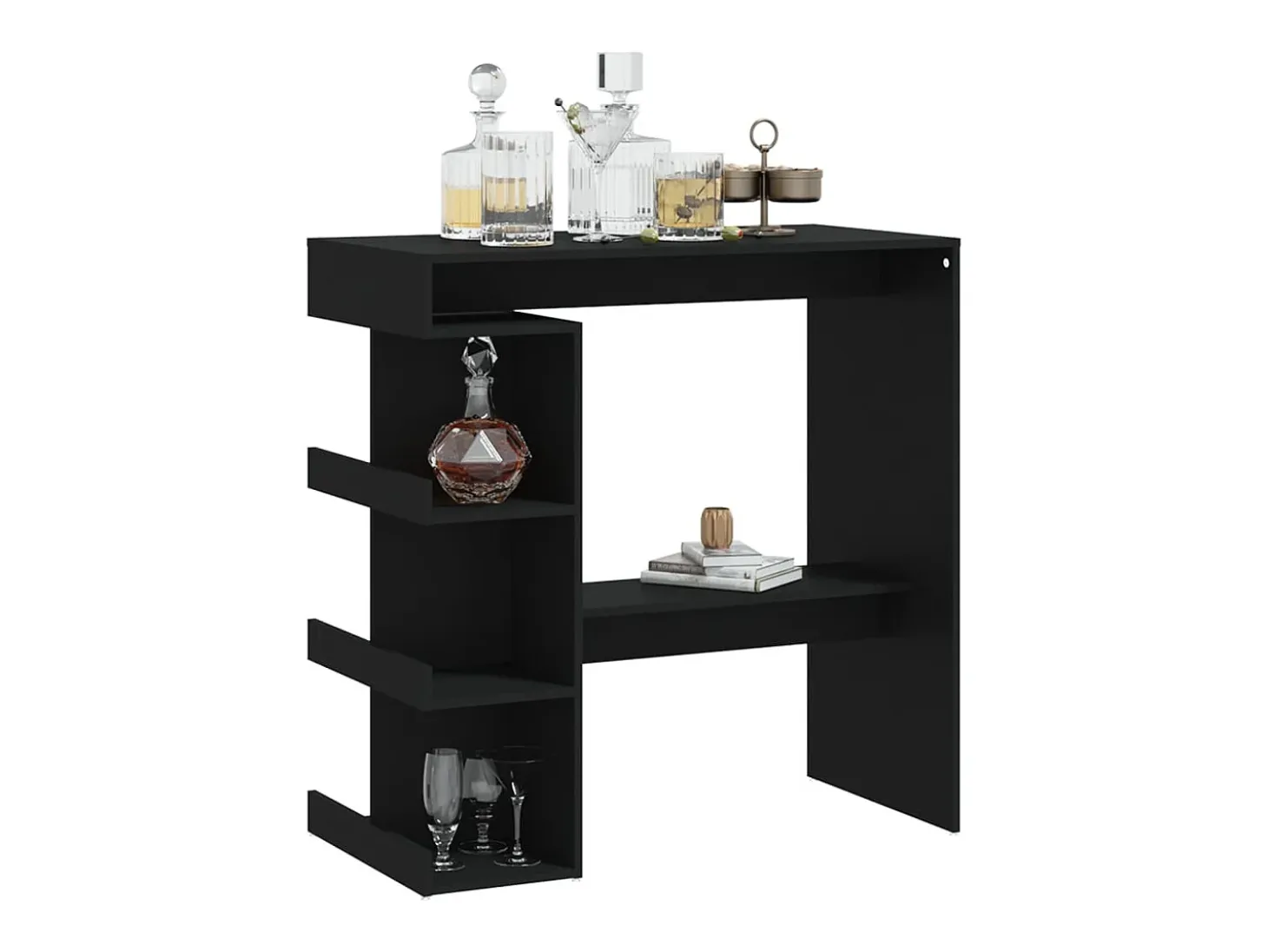 Mesa bar estante almacenaje contrachapada negro 100x50x101,5 cm