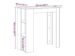 Mesa bar y estante madera ingeniería envejecida 102x50x103,5cm