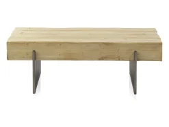 Mesa centro chapada en abeto con patas lacadas en color metálico