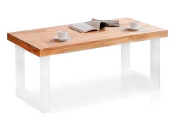 Mesa Centro Elevable Nórdico Roble Nordish Blanco 120x48x60cm