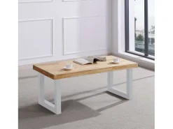Mesa Centro Elevable Nórdico Roble Nordish Blanco 120x48x60cm