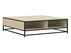 Mesa centro madera ingeniería y metal roble Sonoma 100x100x30cm
