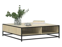 Mesa centro madera ingeniería y metal roble Sonoma 100x100x30cm