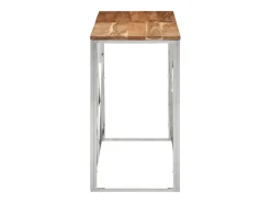 Mesa consola acero inoxidable y madera maciza acacia plateada