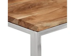 Mesa consola acero inoxidable y madera maciza acacia plateada
