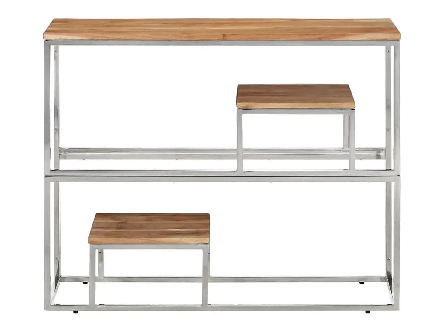 Mesa consola acero inoxidable y madera maciza acacia plateada