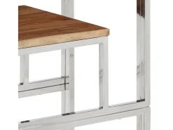Mesa consola acero inoxidable y madera maciza acacia plateada