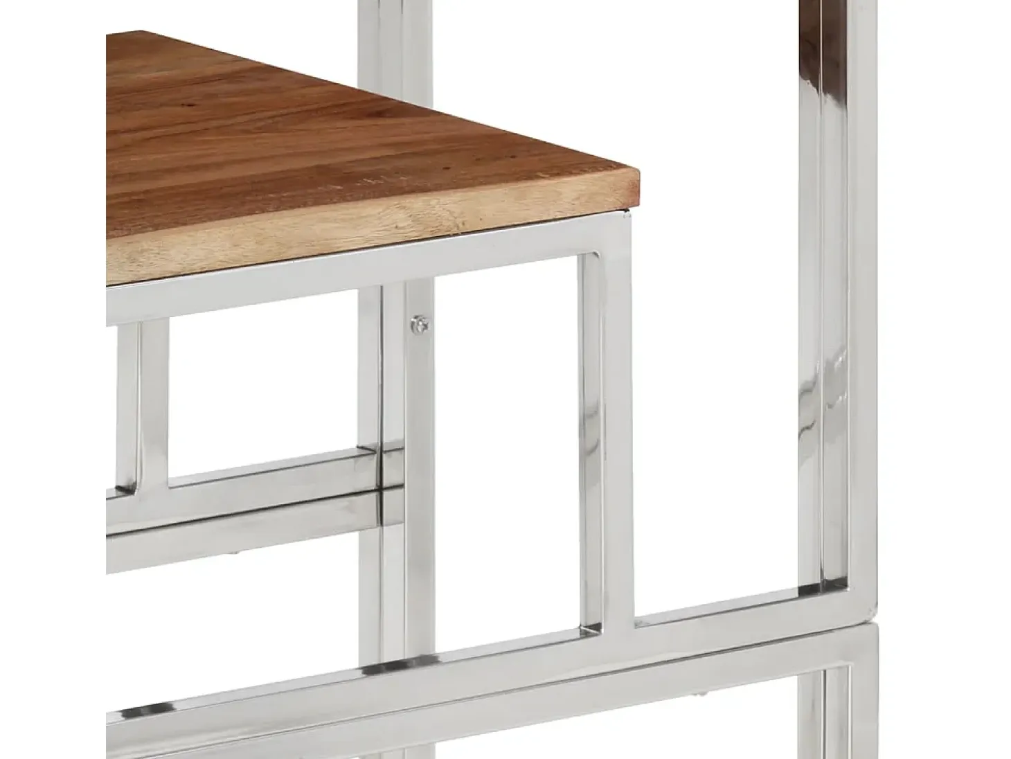 Mesa consola acero inoxidable y madera maciza acacia plateada