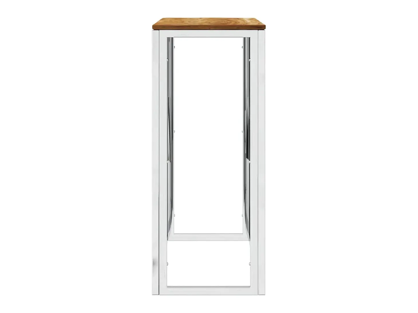 Mesa consola acero inoxidable y madera maciza acacia plateada ES983773