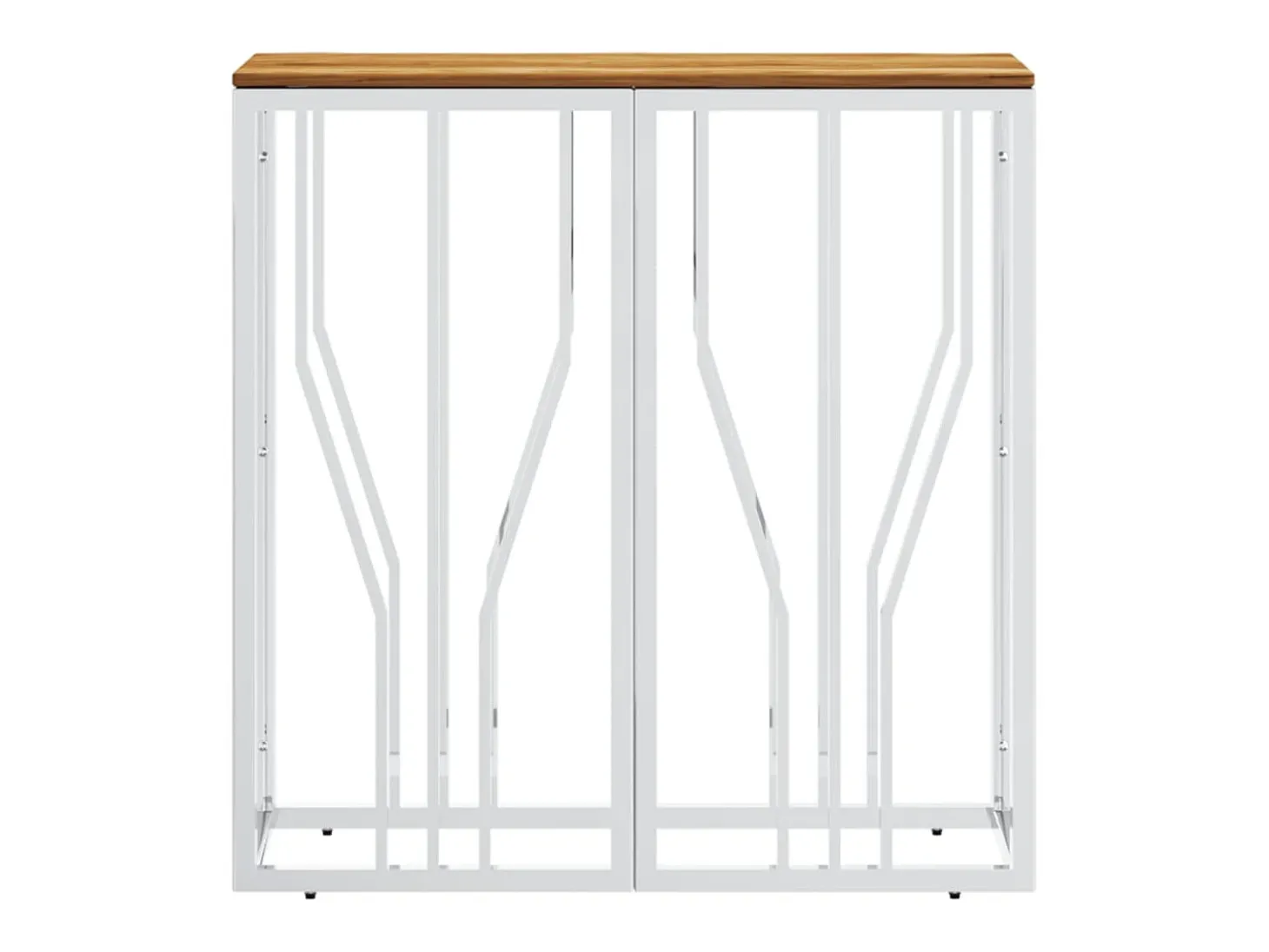 Mesa consola acero inoxidable y madera maciza acacia plateada ES983773