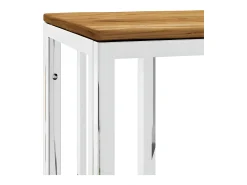 Mesa consola acero inoxidable y madera maciza acacia plateada ES983773