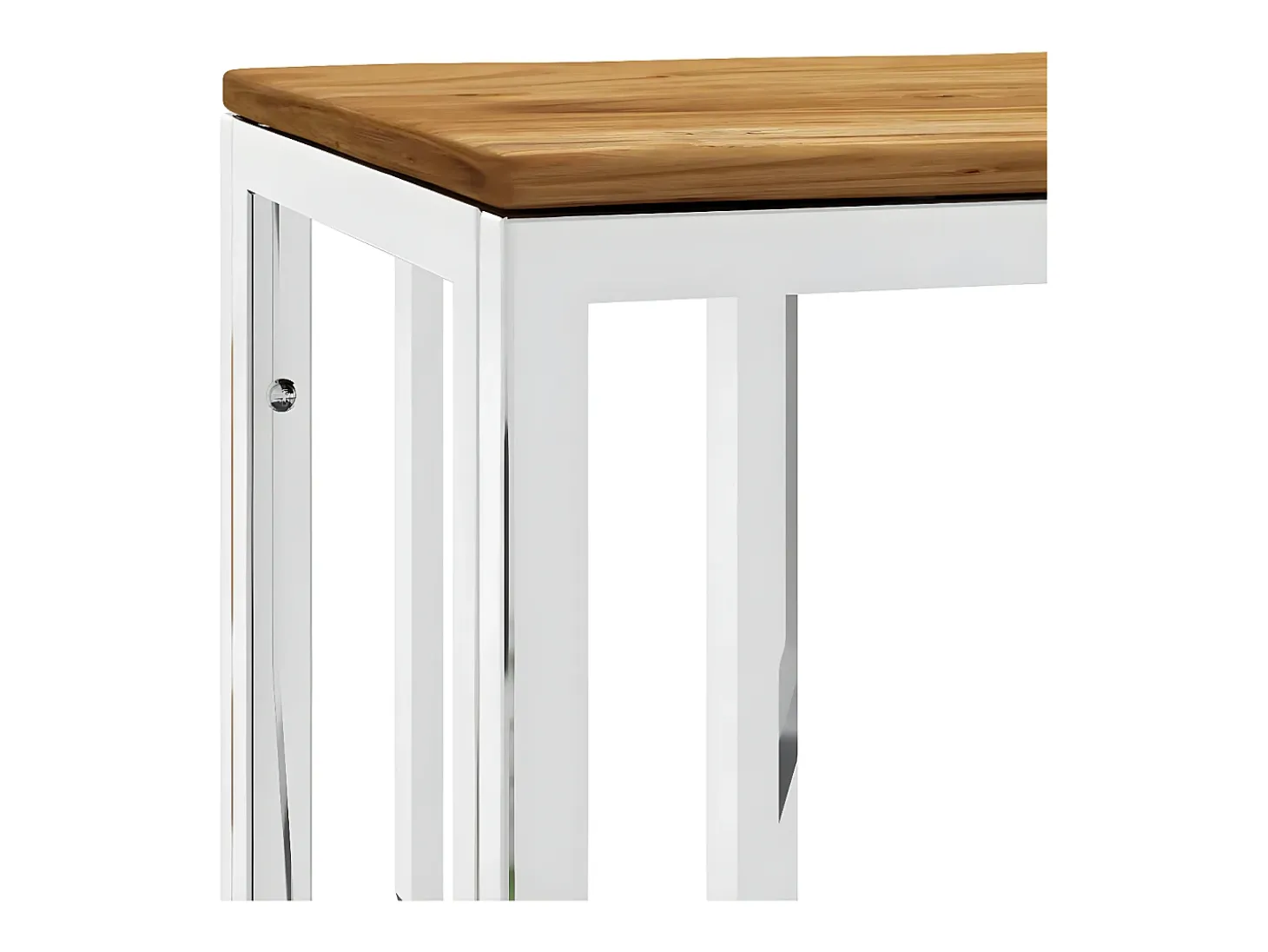 Mesa consola acero inoxidable y madera maciza acacia plateada ES983773