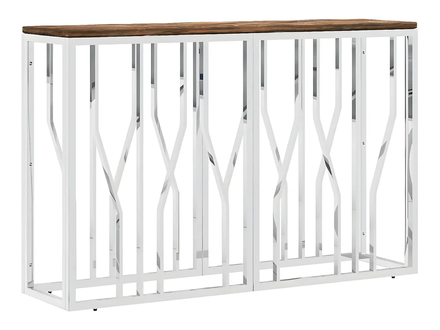 Mesa consola acero inoxidable y madera maciza reciclada ES560498