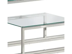Mesa consola acero inoxidable plateado y vidrio templado