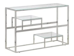 Mesa consola acero inoxidable plateado y vidrio templado